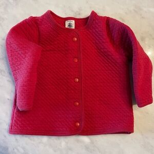 PETIT BATEAU Red Quilted Cardigan 18M 81cm